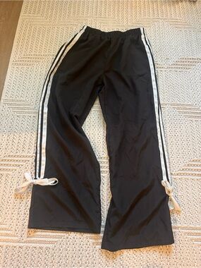 Edikted Black Track Pants with White Side Stripes